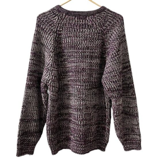 Vintage Segments Men's Purple Marled Crewneck Chunky Knit Pullover Sweater - Picture 5 of 9